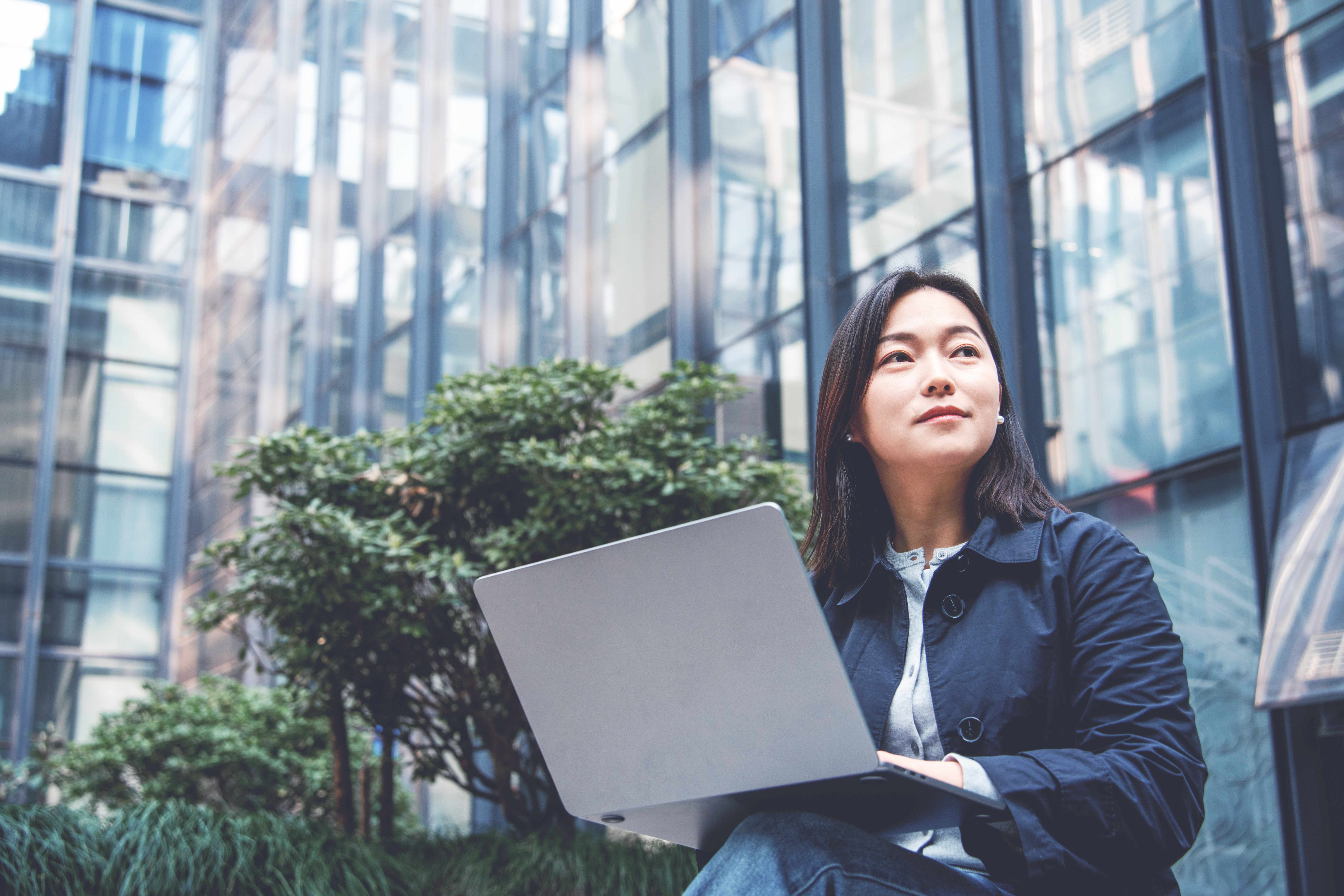 Woman working on laptop