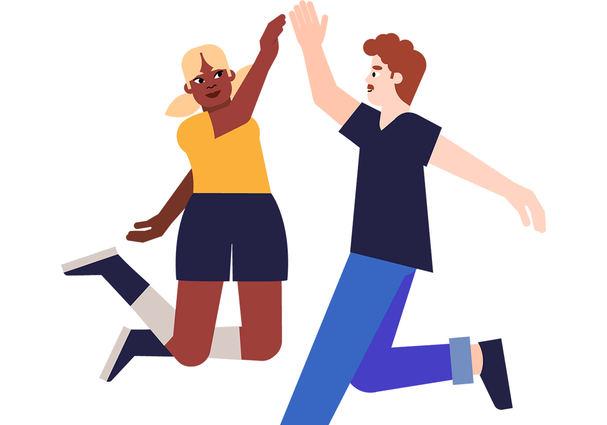 Twee mensen geven elkaar een high five