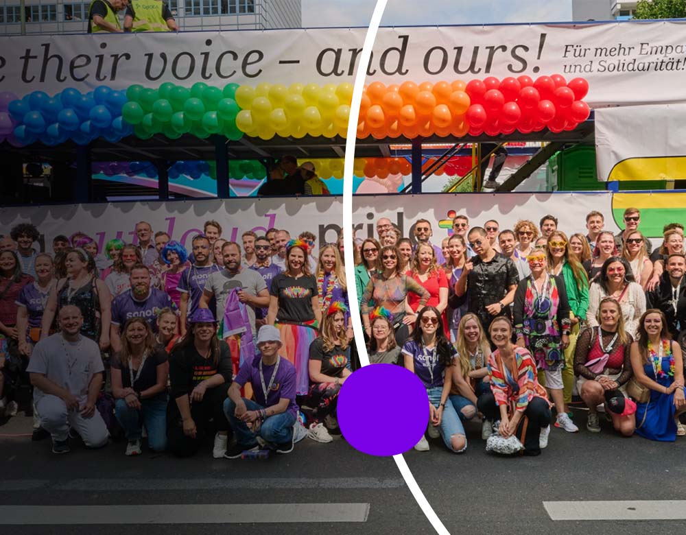 A group celebrating diversity at a pride parade.