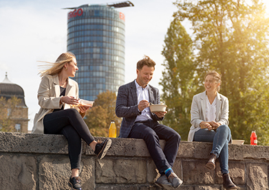 People sitting on the wall