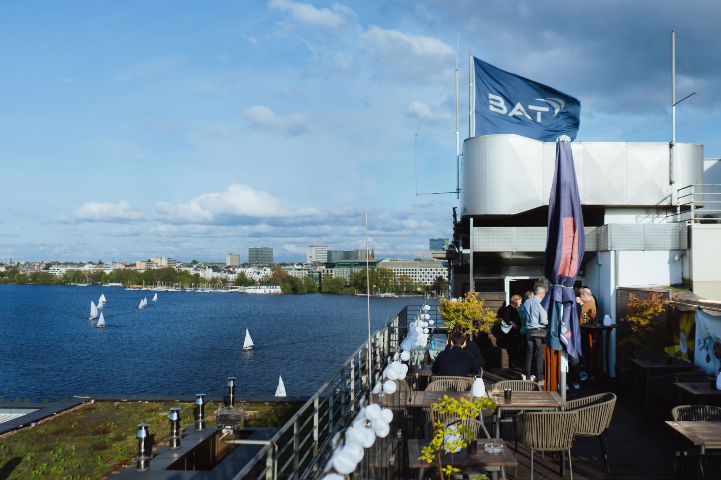 View from the top floor terrace of BAT Germany's office in Hamburg.