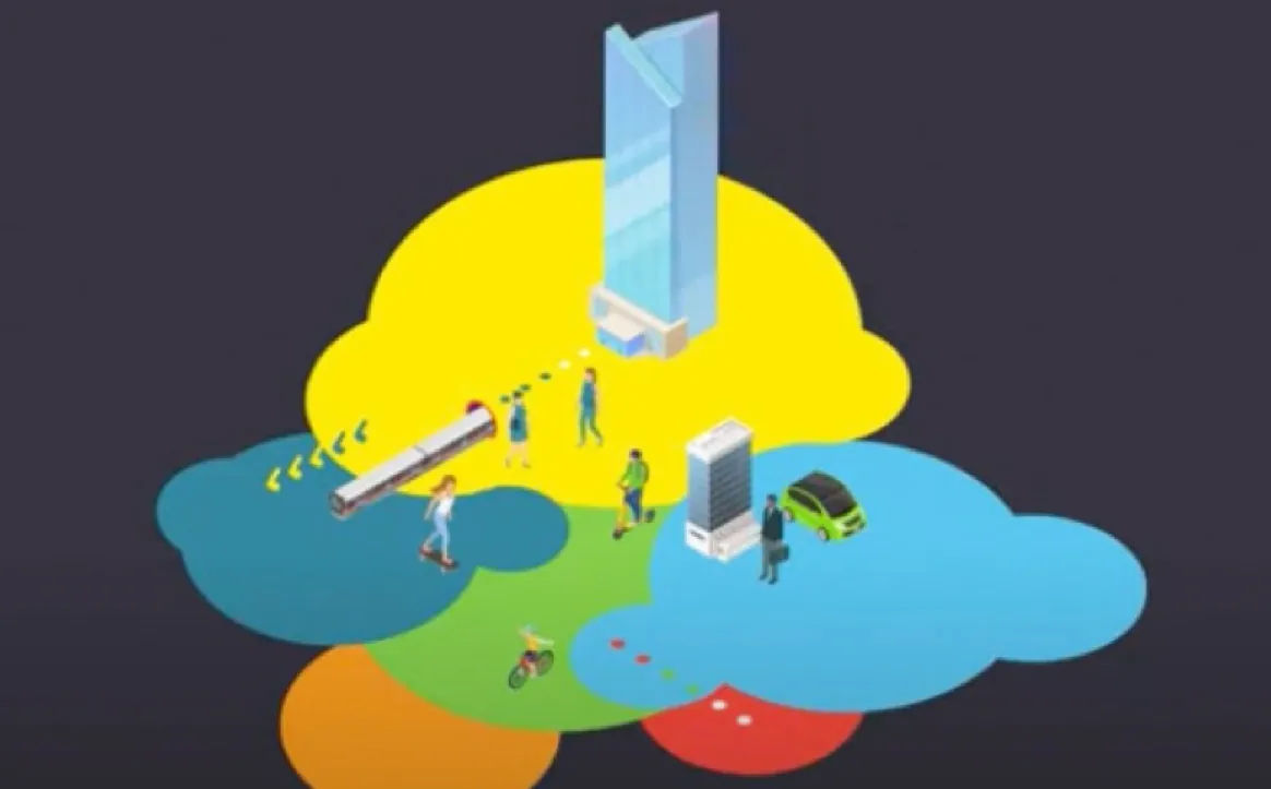EY Smart Working graphic with colorful dots and the slogan 'It's yours to build.