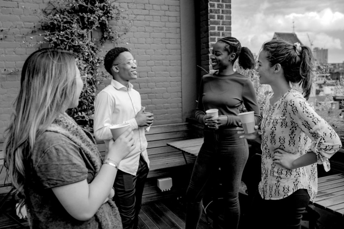 Diverse work group in conversation