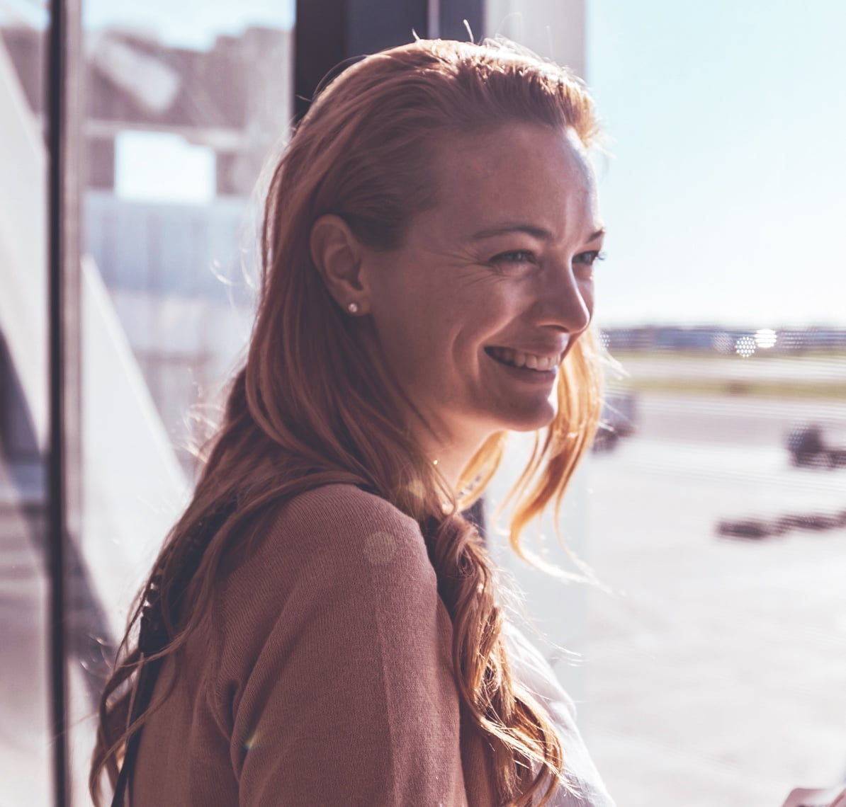 Woman smiling at someone