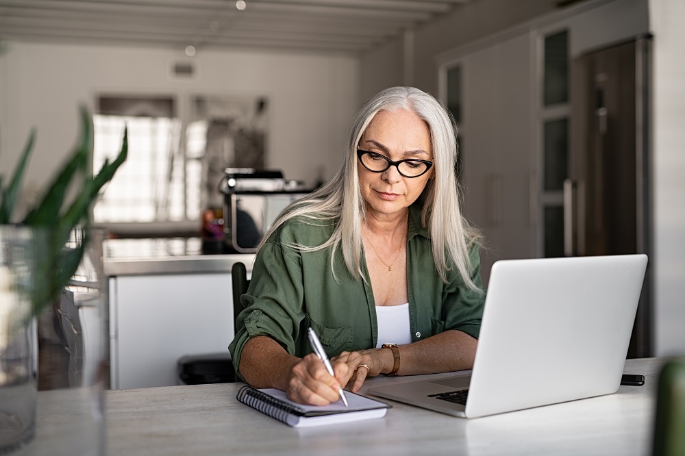Woman on computer working from home