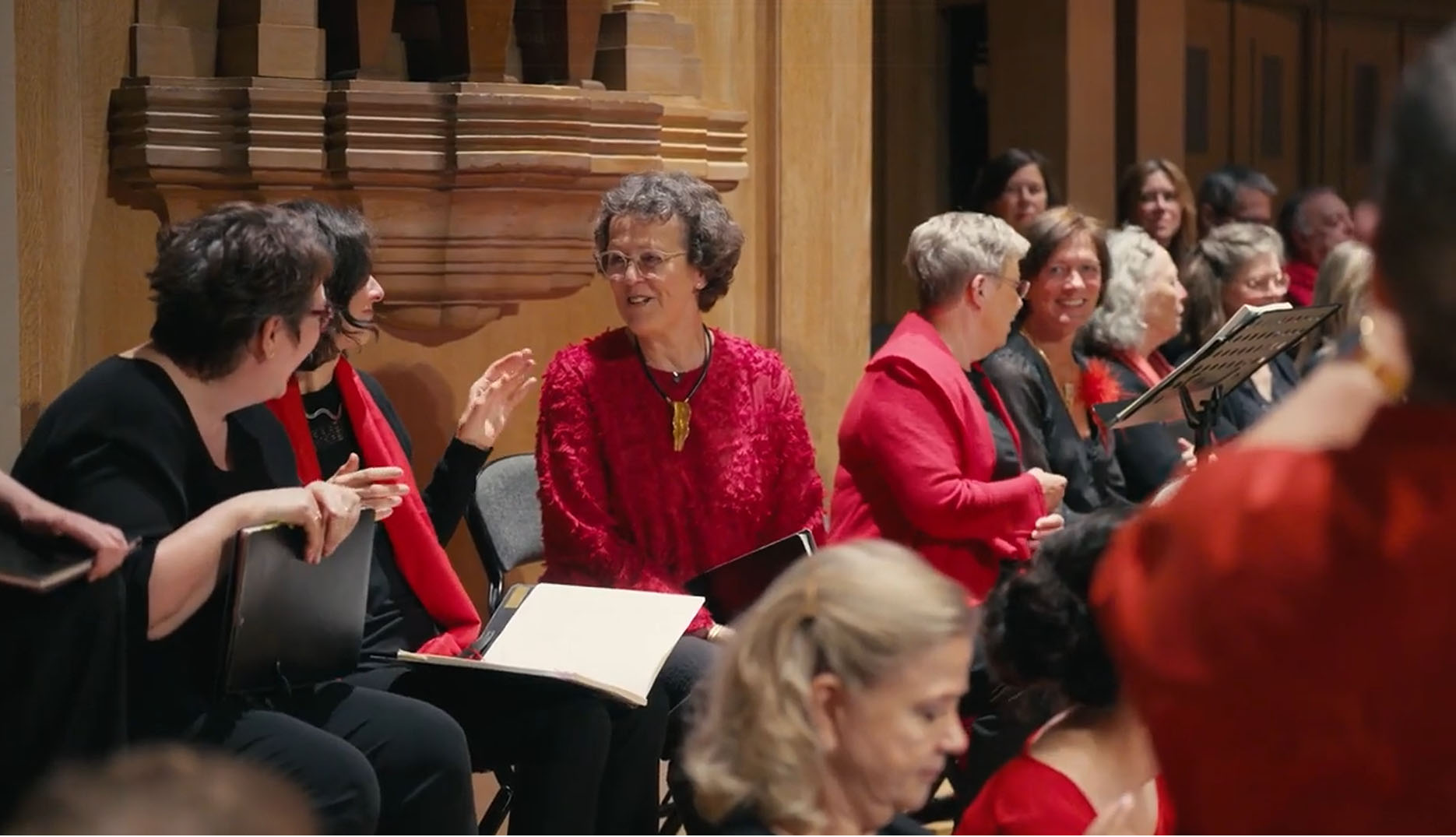 Veerle is in the middle of her choir