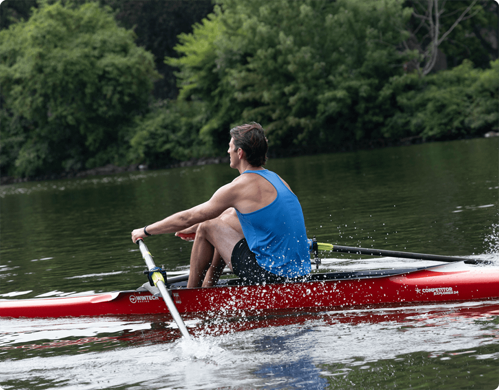 Man rowing in rowboat