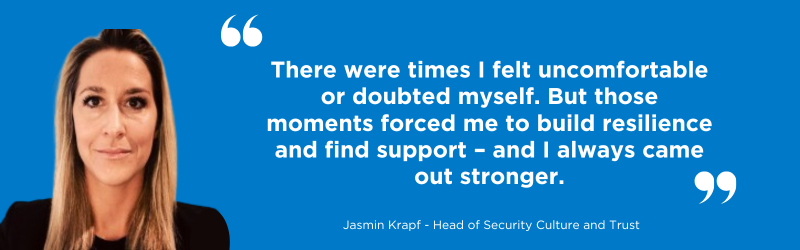 Portrait with resilience quote text