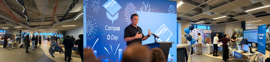 Campus open day with booths and speaker