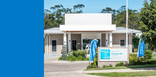 Bupa Rangeville clinic building entrance with sign