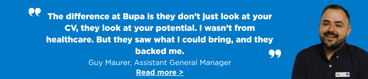 Quote about Bupa with employee portrait