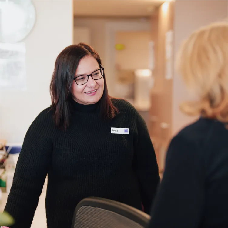 Office conversation at reception