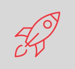 Red line rocket signifying career progression.