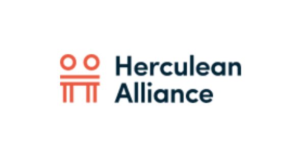 Herculean Alliance logo with red icon and text.