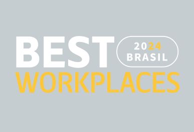 Best Workplaces Brazil 2024 logo on grey background.