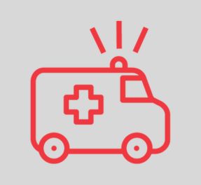 Ambulance icon on a grey background.