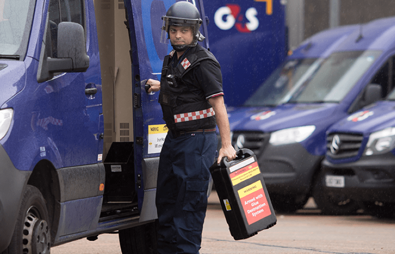 G4S employee carrying protected case