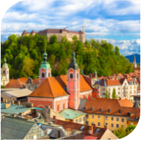 Trees and Houses in European country