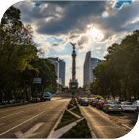 Main road with cars in Latin America