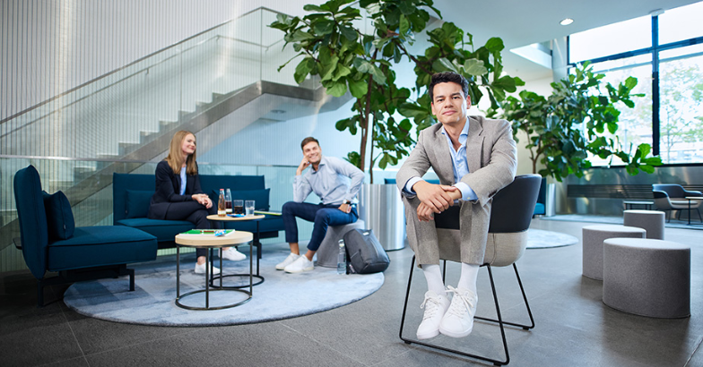 People sitting in a modern lounge