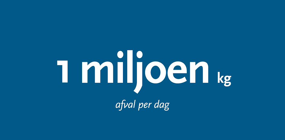 Tekst: 1 miljoen kg afval per dag.