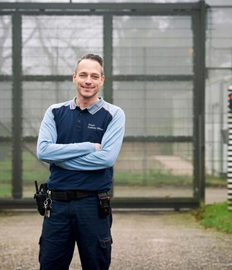 Complexbeveiliger met armen over elkaar
