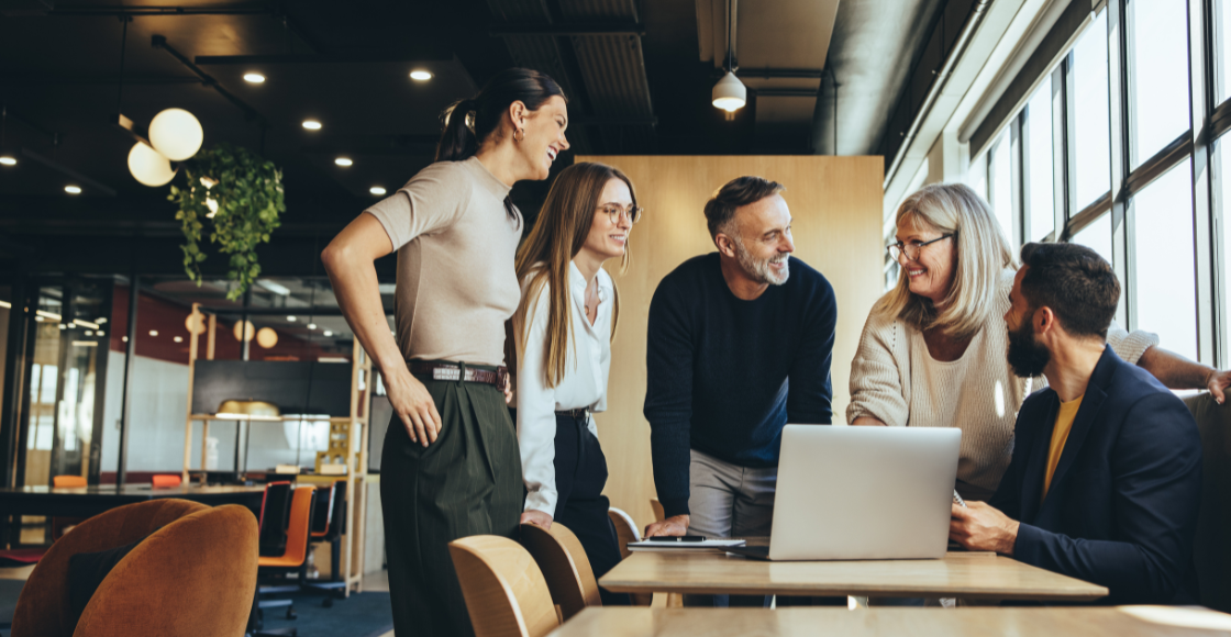People working together in a professional setting.