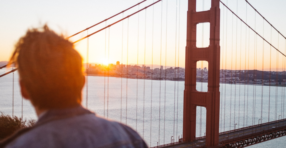 View of San Francisco and the Golden Gate Bridge.