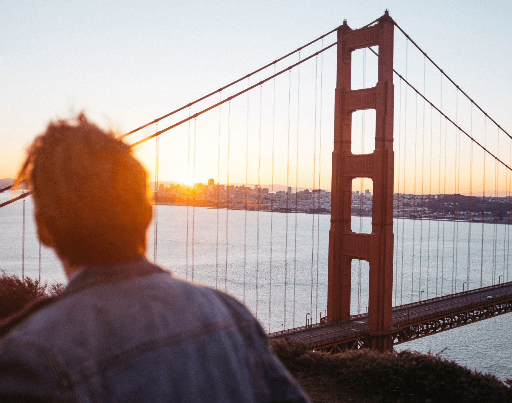 View of San Francisco and the Golden Gate Bridge.