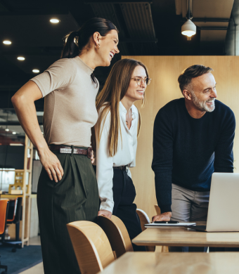 People working together in a professional setting.