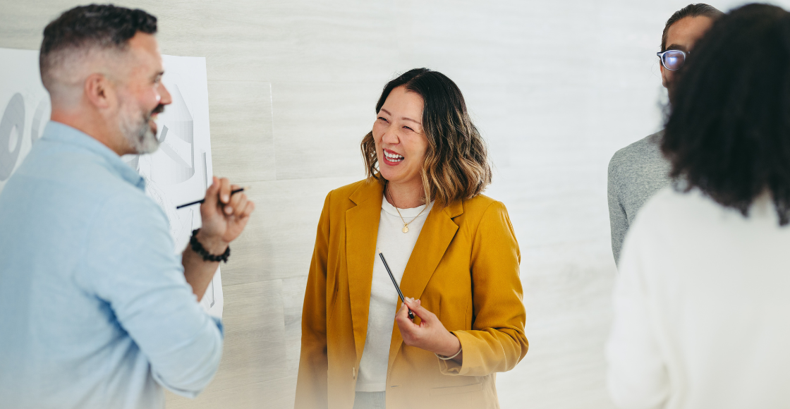 People working together in a professional setting.