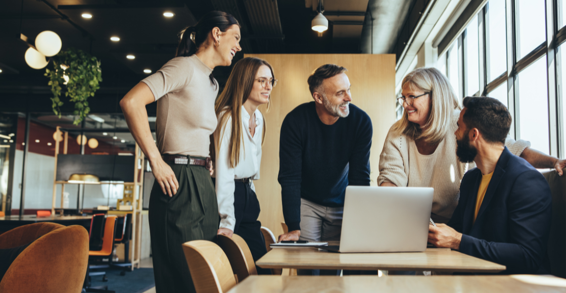 People working together in a professional setting.