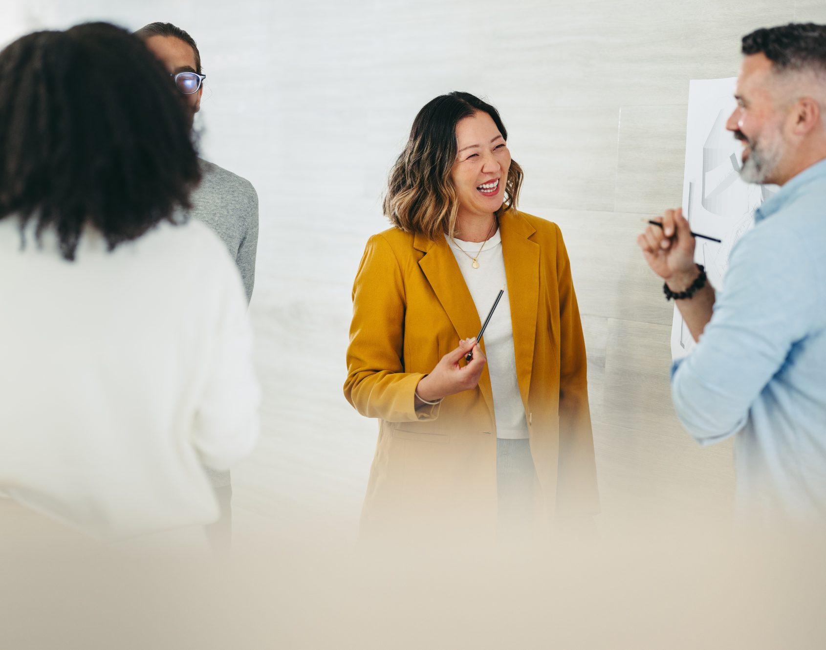 People working together in a professional setting.