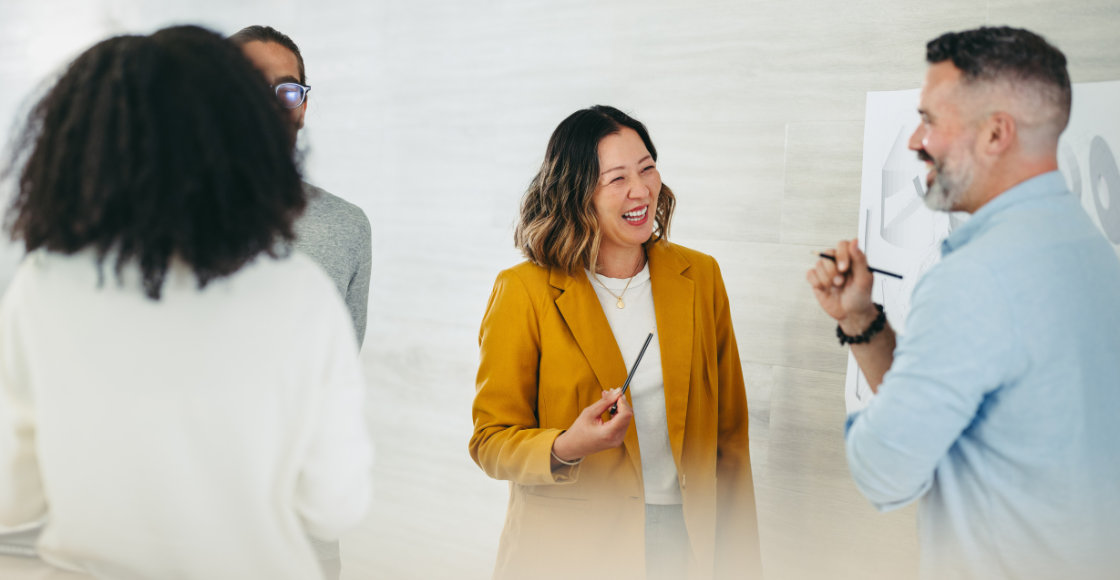 People working together in a professional setting.