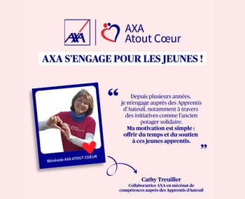 Affiche AXA pour les jeunes avec bénévole