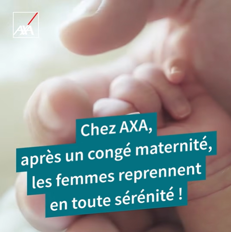 Main de bébé tenant un doigt, message AXA