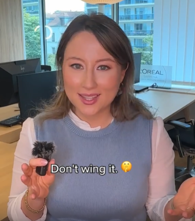 Person speaking in an office video interview