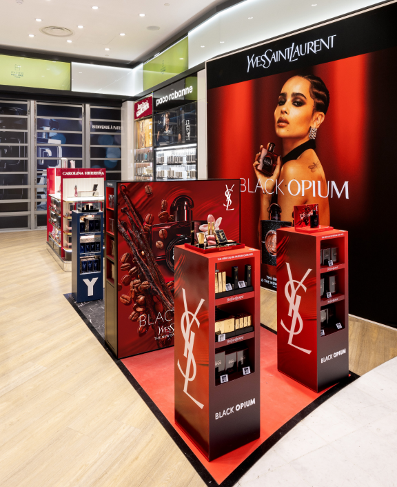 YSL Black Opium product display in store