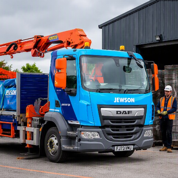 Delivery truck loaded with materials at depot yard